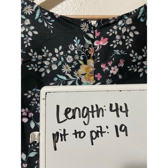 eshakti Women's Black Floral Boho Midi Long Sleeve Dress Size Large - Picture 10 of 10